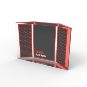 A render of trapezoid Shaped deal Tombstones with print embedded