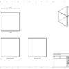 A technical drawing of a crystal cube financial tombstone & award