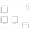 A technical drawing of a crystal cube financial tombstone & award