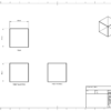 A technical drawing of a crystal cube financial tombstone & award