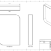 A technical drawing of a crystal curved rectangle financial tombstone & award