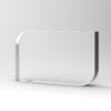 A render of a crystal curved rectangle financial tombstone & award