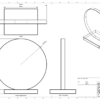 A technical drawing of a crystal disc financial tombstone & award with base