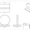 A technical drawing of a disc shaped crystal financial tombstone & Award with base