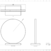 A technical drawing of a disc crystal financial tombstone & award with base