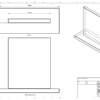 A technical drawing of a crystal financial tombstone & award with base