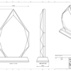 A technical drawing of a Crystal Facetted Diamond Peak financial tombstone & Award