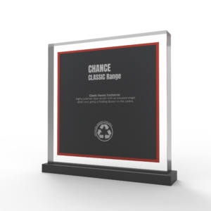 A render of square Shaped Financial Tombstones with card embedded with rectangular base